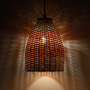7.5" W Beachy White and Tan Dome Shade Rattan Pendant