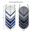 14"H Darby Blue Arrows Stained Glass Window Panel