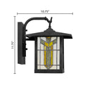 River of Goods Amber Stained Glass and Black 1-Light Outdoor Lantern Wall Sconce