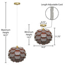 14.5"W Kendall Round Glam Pendant Light with Gold Canopy