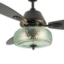 42" W Cecile LED Indoor Hand-Blown Seafoam Green Glass Shade with Dot Texture Ceiling Fan with Remote Control