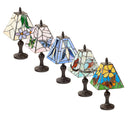 12" H Multicolor Set of Five Stained Glass Mini Accent Lamps-Off