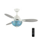 42" W Pierre LED Indoor Blue and Teal Mosaic Glass Ceiling Fan with Remote Control