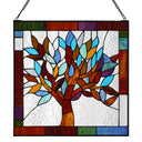 18"H Tiffany Style Stained Glass Mystical World Tree Window Panel