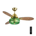 42-in W Sable LED Indoor Green Textured Glass and Gold Metal Ceiling Fan with Light Kit and Remote