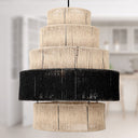 Zeke 22"W Tiered Natural and Black Jute Pendant Light