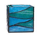 4.75" W Blue Pond Lily Stained Glass Candle Holder