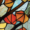 12" H Leaves in Autumn Stained Glass Window Panel