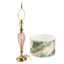 33" H Romance Pink/Green Drum Shade Geometric Glass Table Lamp