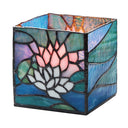 4.75" W Blue Pond Lily Stained Glass Candle Holder
