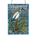 River of Goods 18-Inch Majestic Crane Stained Glass Window Panel
