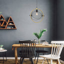 14.625"L Industrial Metal Pendant Light with Gold Accent