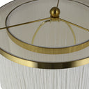 63"H Polished Metal Floor Lamp With Cream Fringe Shade