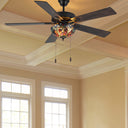52" W Halston Indoor Tiffany Stained Glass Oil Rubbed Bronze Ceiling Fan with Remote Control