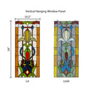 24" H Fleur de Lis Pub Stained Glass Window Panel
