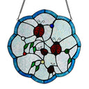 12" H Ladybugs Round Stained Glass Window Panel