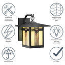 11.75"H Prairie 1-Light Stained Glass Black Outdoor Light Fixture