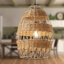 12.75" W 1-Light Kasey Rattan and Metal Pendant