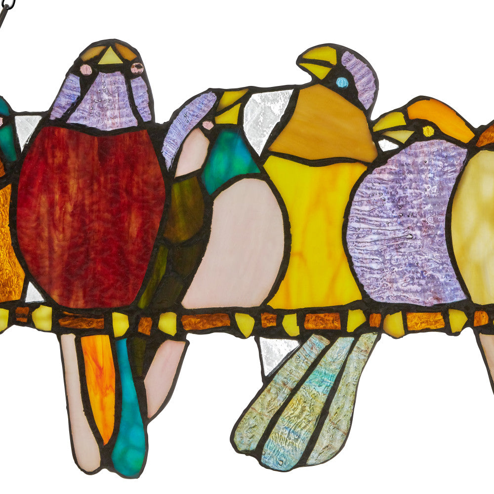 River of Goods Stained Glass Birds on a Wire Window Panel - Thumbnail 5