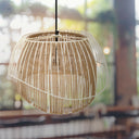 Inez 19"W Black and Jute Pendant Light