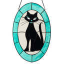 17" H Tiffany-Style Halloween Cat Stained Glass Window Panel
