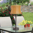 25.25"H Outdoor and Indoor Basket Weave Table Lamp