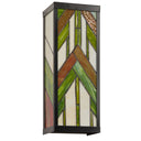 River of Goods Green Stained Glass and Black Satin Rectangular 1-Light Outdoor Wall Sconce