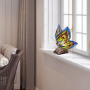 9.5"H Stained Glass Butterfly Wings Accent Lamp