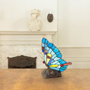 9"H Tiffany Stained Glass Flying Butterfly Accent Lamp