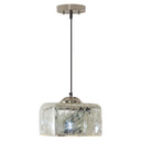 10 in. Nickel 1-Light Pendant with Painted Silver Glass Shade
