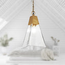 8" 1-Light Clear and Gold Cone Shaded Pendant