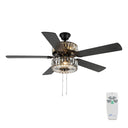 52"W LED Caged Clear Crystal Ceiling Fan with Remote Control
