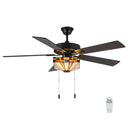 52" W Kyle Indoor Tiffany Stained Glass Ceiling Fan with Remote Control