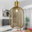 12" W Industrial Gold Mesh Oval Shade Pendant Light