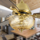 42" W Cecily LED Indoor Amber Swirl Hand-Cut Glass Gold Ceiling Fan with Remote Control