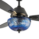 42" W Cecily LED Indoor Blue Swirl Hand-Cut Glass Black Ceiling Fan with Remote Control