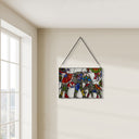 20" W Mother and Baby Elephant Stained Glass Window Panel