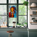 13" H Roz Horse Stained Glass Window Panel