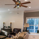 52"W LED Tiffany Style Stained Glass Halston Ceiling Fan with Remote Control