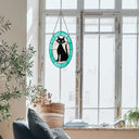 17" H Tiffany-Style Halloween Cat Stained Glass Window Panel