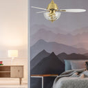 42" W Pepin Glam/Modern LED Indoor Clear Gold Glass Ceiling Fan with Oak and White Blades, Remote Control