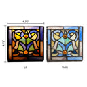 4.75" H Blue Flourishes Stained Glass Candle Holder