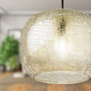 9.75" W Linda Glam Style Black and Subtle Green Luster Hand Blown Glass Shade Hanging Pendant Light