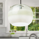 9.8" W Danielle Glam Green/White Ombre Glass Globe Shade Pendant Light