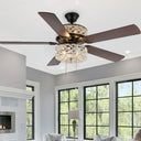52"W Olivia Double-Lit 5-Blade Beaded Braid Wedding Band LED Ceiling Fan