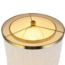 63"H Polished Metal Floor Lamp With Cream Fringe Shade