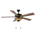 52" W 5-Blade Remote-Controlled Ceiling Fan Tiffany Glass