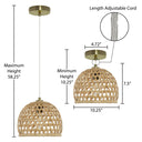 10.25"W Natural Bamboo Pendant Light Globe Shade