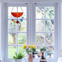 12"H Solar System Tiffany-Style Stained Glass Window Panel