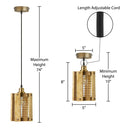 5" Maxine Brushed Gold Metal Pendant Light with Wood Shade